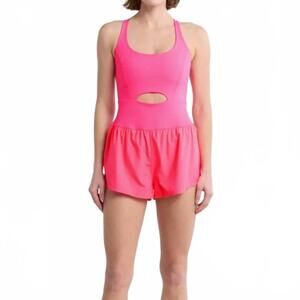 NEW FREE PEOPLE runsie romper in flamingo
